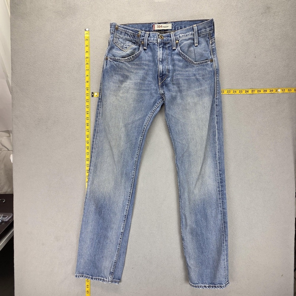 Vintage Levis 504 Jeans Mens 33x34 Blue Straight Engineered Zip Fly Honeycomb
